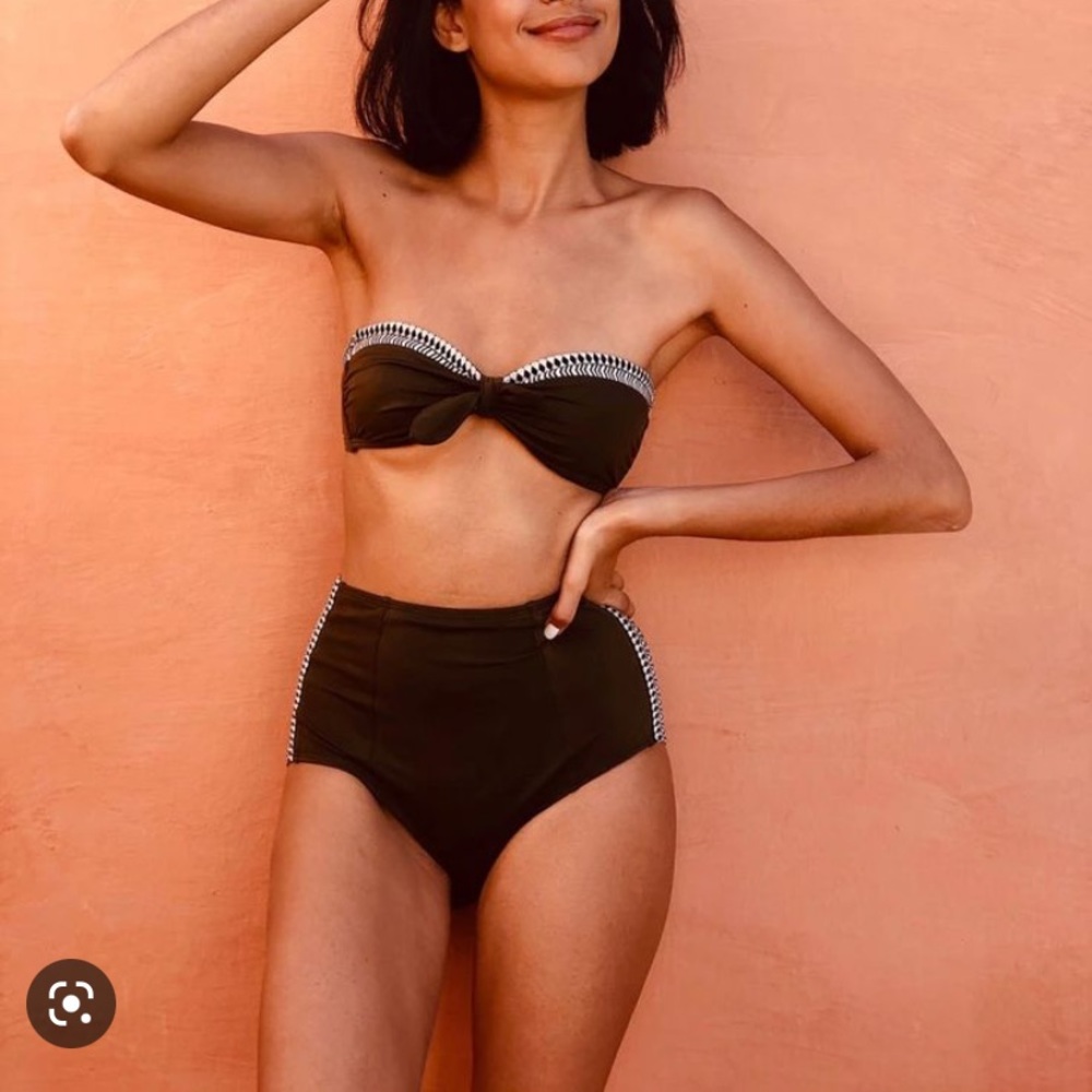NWOT Lemlem Lena Bandeau top and high waisted bottom olive green